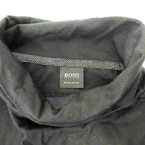 HUGO BOSS タートルネック カットソー 長袖 Tシャツ ハンドステッチ XL 黒 ブラック GY09