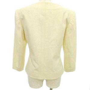 YVES SAINT LAURENT ヴィンテージ ノーカラー ジャケット ウール M 白 ホワイト GY09