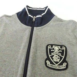 POLO RALPH LAUREN スウェット ブルゾン ワッペン ラインリブ ジャケット XS グレー GY09