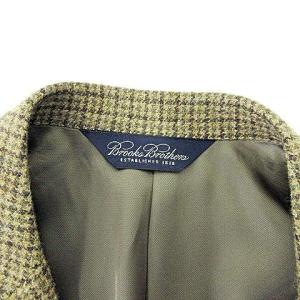 Brooks Brothers テーラードジャケット 段返り3B アルパカ混 千鳥格子 オーダーメイド 高級 ウール L 茶 ブラウン U180