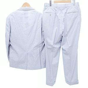 Brooks Brothers スーツ セットアップ 段返り3B コットン ストライプ オーダーメイド 高級 L サックスブルー 青 U180