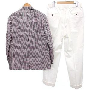 Brooks Brothers ｘスキャバル セットアップ スーツ 段返り3B チェック柄 M 赤 レッド 白 ホワイト U180