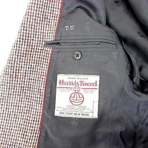 Brooks Brothers ｘハリスツイード 近年 テーラードジャケット 段返り3B チェック柄 オーダーメイド 高級 ウール M 赤 レッド U180