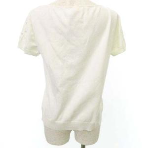 VALENTINO パンチングレース ニット カットソー 半袖 ビース装飾 トップス XL 白 ホワイトU90