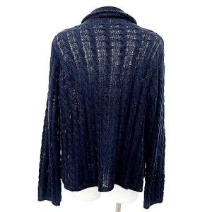 Max Mara 白タグ ケーブル ニット カーディガン ジップ ジャケット M 紺 ネイビー OKZ