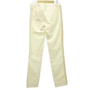 CHANEL デニム パンツ サイドライン ココマーク テーパード ツイル ボトム イタリア製 38 白 ホワイト GY09