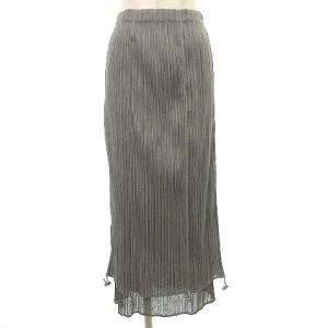PLEATS PLEASE ISSEY MIYAKE ドロスト ロング スカート フェイクレイヤード デザイン 3 グレー