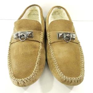 HERMES ドライビングシューズ コリエドシアン ムートン 26cm ベージュ