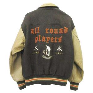 McGREGOR ヴィンテージ  スタジャン ウール × レザー ブルゾン エンブレムワッペン バック刺繍  ジャケット 日本製 M ブラウン