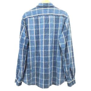 RRL チェック ワーク シャツ 長袖 カジュアル トップス M 青 ブルー IBO41