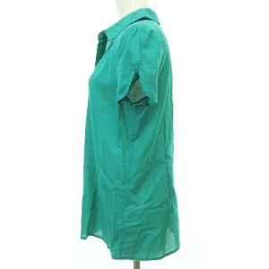 Theory タグ付 スキッパー シャツ ブラウス 半袖 薄手 トップス 無地 2 Mサイズ 緑 グリーン IBO41