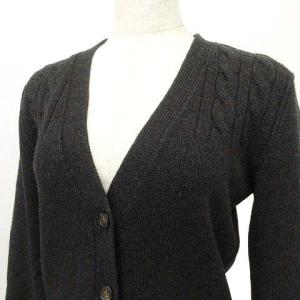 RALPH LAUREN カシミヤ混 ニット カーディガン Vネック ケーブル編み ウエストリブ トップス L グレー IBO41