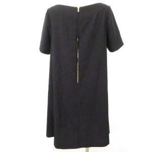 ADORE Aライン ワンピース ひざ丈 ボートネック 半袖 無地 ドレス 38 黒 ブラック IBO41
