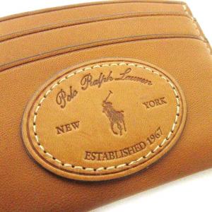 POLO RALPH LAUREN レザー カードケース 薄型 コンパクト 名刺入れ ベージュ IBO41