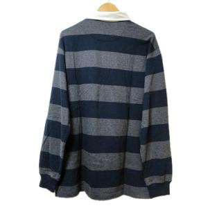 Brooks Brothers ラガーシャツ 長袖 アニバーサリー 日本25周年記念 ボーダー ゴールデンフリース ワンポイント M ネイビー グレー U90