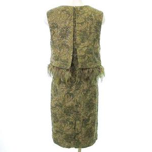 Diagram GRACE CONTINENTAL 刺繍  レース ドレス 2WAY ノースリーブ ワンピース ひざ丈 フェザー スパンコール 38 カーキ GY09