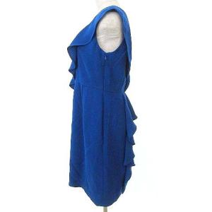 GRACE CONTINENTAL フリル ドレス ワンピース ひざ丈 ペプラム ノースリーブ 美ライン 38 青 ブルー GY09