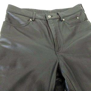 HARLEY DAVIDSON レザー パンツ 牛革 本革 ストレート ボトムス カジュアル バイク ウエア 32 黒 ブラック GY09