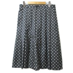 Leilian セットアップ ブラウス 長袖 パフスリーブ ひざ丈 スカート ドット 水玉 13＋ 大きいサイズ チャコールグレー 白 OKZ