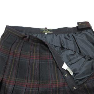 Leilian ひざ丈 スカート プリーツ チェック ウール 黒 ブラック 13＋ 大きいサイズ OKZ X