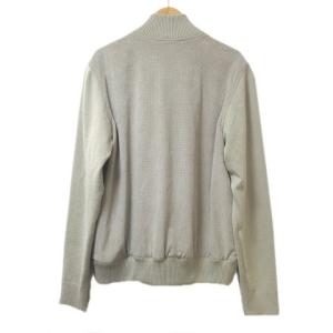 Aquascutum ニット ブルゾン フェイクスエード切替 パンチング スタンドカラー LL 大きいサイズ ベージュ OKZ X