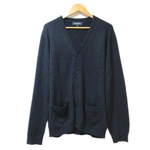 カシミヤ100% カーディガン ニット 長袖 Vカラー M 紺 ネイビー U180 X