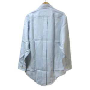Brooks Brothers 未使用 シャツ 長袖 リネン100% ボタンダウン M 水色 U90 X