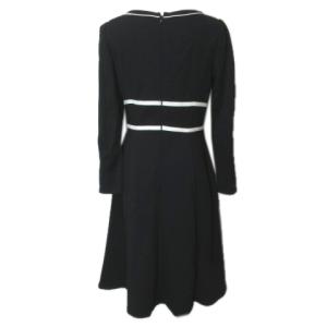 TOCCA 18AW ワンピース ひざ丈 長袖 フレア スクエアネック 0 S相当 黒 ブラック GY19 X