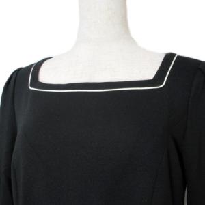 TOCCA 18AW ワンピース ひざ丈 長袖 フレア スクエアネック 0 S相当 黒 ブラック GY19 X