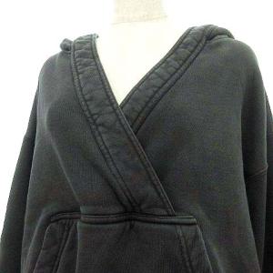 N°21 22ss ショート フーディ プルオーバー パーカー 裏毛 カシュクール スエット S 黒 ブラック GY19