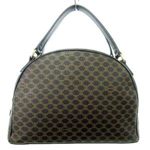 CELINE ヴィンテージ ハンドバッグ マカダム 総柄 PVC レザー ブラック