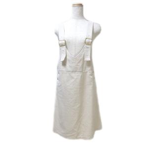 ジャンパースカート ワンピース ひざ丈 コーデュロイ 38 M相当 アイボリー U180 X