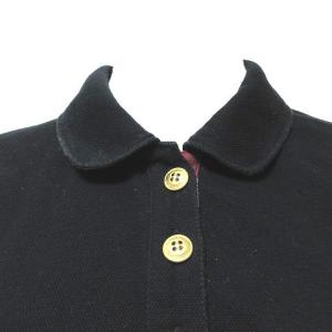 BLUE LABEL CRESTBRIDGE ポロシャツワンピース ひざ丈 半袖 パフスリーブ 鹿の子 ロゴプレート 38 M相当 黒 ブラック U30 X