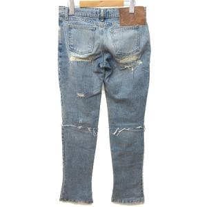 DOLCE&GABBANA デニム パンツ リペア加工 ブーツカット ローライズ ジップフライ 47 サイズL 青 ブルー IBO1 AA K042810