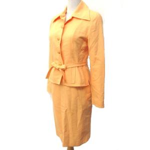 CHANEL 20438 ヴィンテージ スカート スーツ セットアップ 本切羽 ひざ丈 36 オレンジ