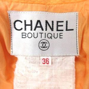 CHANEL 20438 ヴィンテージ スカート スーツ セットアップ 本切羽 ひざ丈 36 オレンジ