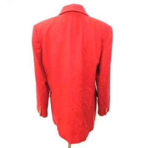 LEONARD SPORT カシミヤ100％ テーラード ジャケット ダブルブレスト 2B 金ボタン L 赤 レッド IBO14