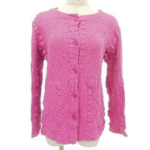 21SS カーディガン CAULIFLOWER カリフラワー プリーツ ストレッチ Mサイズ相当 ピンク IBO15