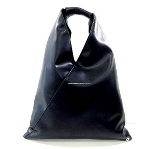 MM6 Maison Margiela 22年 ジャパニーズ トートバッグ トライアングル フェイクレザー×カーフレザー 黒 ブラック A0816