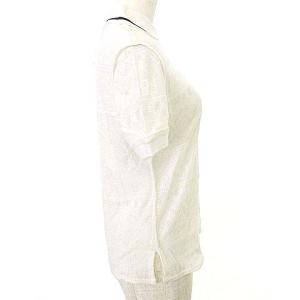 FENDI タグ付 ポロシャツ 半袖 ロゴ レース カットソー ワッペン 40 Mサイズ 白 ホワイト GY09