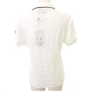 FENDI タグ付 ポロシャツ 半袖 ロゴ レース カットソー ワッペン 40 Mサイズ 白 ホワイト GY09