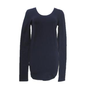 タグ付き 長袖 カットソー Tシャツ Uネック 無地 2 M相当 紺 ネイビー GY09 X