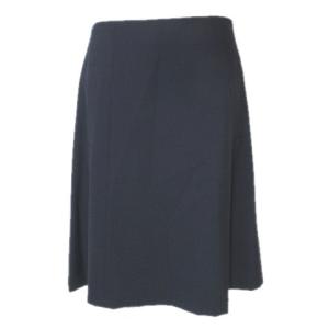 Theory スーツ セットアップ スカート ひざ丈 フレア ノーカラー ジャケット 総裏地 ボタンレス ウール 2 M相当 紺 ネイビー