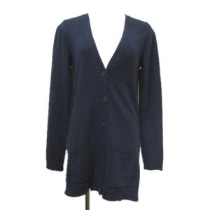 カシミヤ カーディガン ニット 長袖 S 紺 ネイビー U90 X