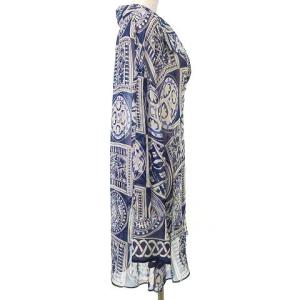 CELINE シルク シャツ シースルー カットソー 長袖 オーバーサイズ 38 ブルー ホワイト U90