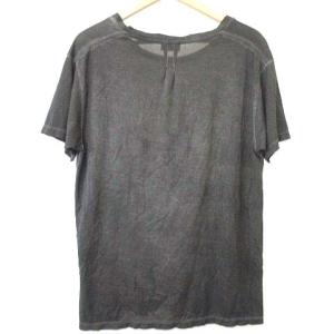 SAINT LAURENT PARIS 16ss オーバーダイ Tシャツ 半袖 ポケット カットソー 薄手 USED加工 イタリア製 S 黒 ブラック U90