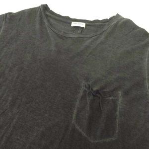 SAINT LAURENT PARIS 16ss オーバーダイ Tシャツ 半袖 ポケット カットソー 薄手 USED加工 イタリア製 S 黒 ブラック U90