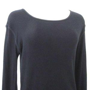 Deuxieme Classe 21年 カシミヤ混 リブ Tシャツ 長袖 ニット クルーネック トップス F 紺 ネイビー U90