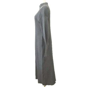 CELFORD 美品 22AW カットアウト ニット ワンピース ロング スリム リブ ハイネック ドレス 36 グレー U90