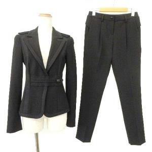 美品 パンツ スーツ セットアップ エポーレット カジュアル イタリア製 38 黒 ブラック U90